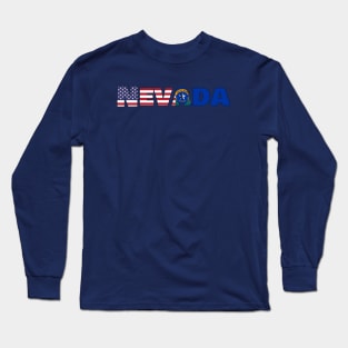 Nevada State Flag/ American Flag Logo Long Sleeve T-Shirt